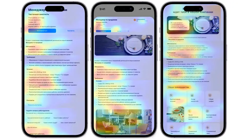 Тепловая карта внимания пользователей-соискателей