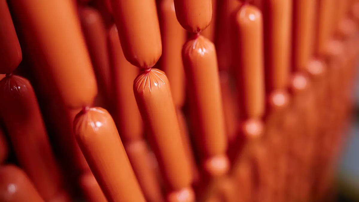 Мужчина выпал из окна пивной в лавку мясника и решил съесть несколько сосисок