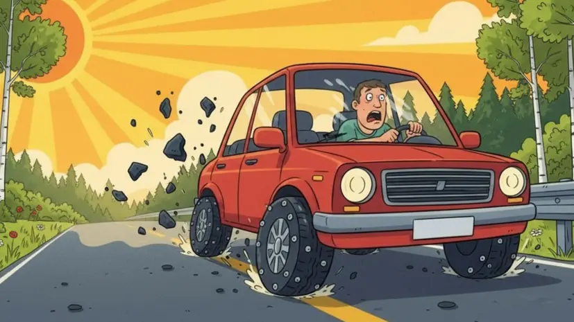 Россиянам напомнили об опасности езды на шипованной резине летом