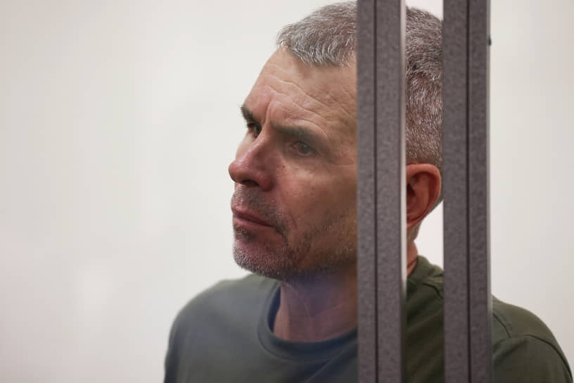 Сергей Денисенко, обвиняемый в убийстве Станислава Ржицкого, на заседании Первомайского райсуда Краснодара (июль 2023 года)
