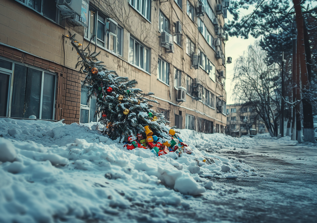 Москвичи выбросили наряженную елку из окна на 17-м этаже