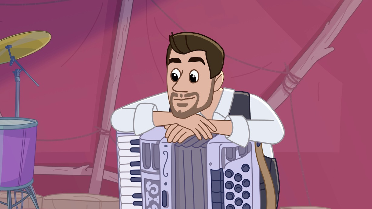 Аккордеонист Петр Дранга стал героем мультсериала «Простоквашино»