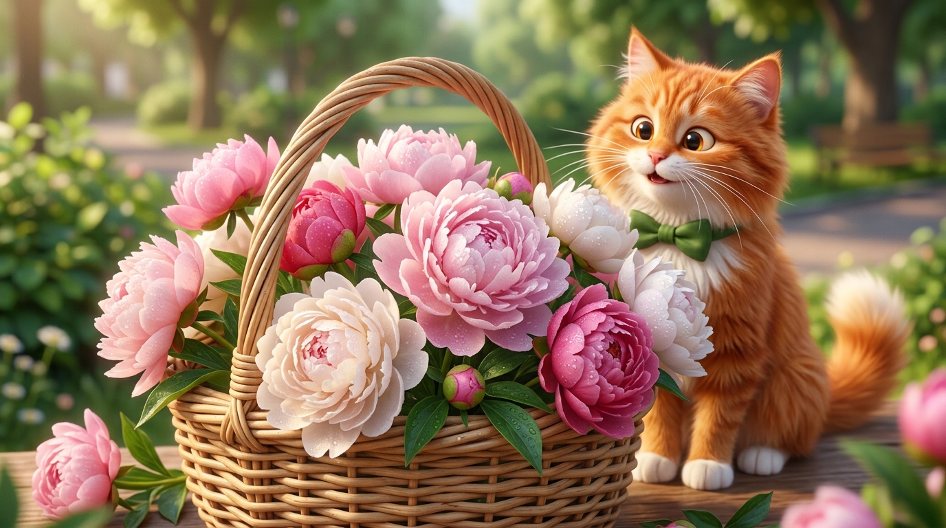 Рыжий котик и его подруга кошечка