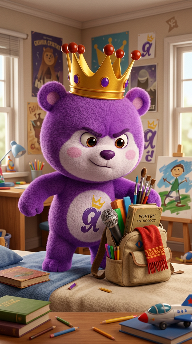 Strong rule: style --- 3D Pixar ---. Выражение лица Яши меняется на решительное. Он сбрасывает со...