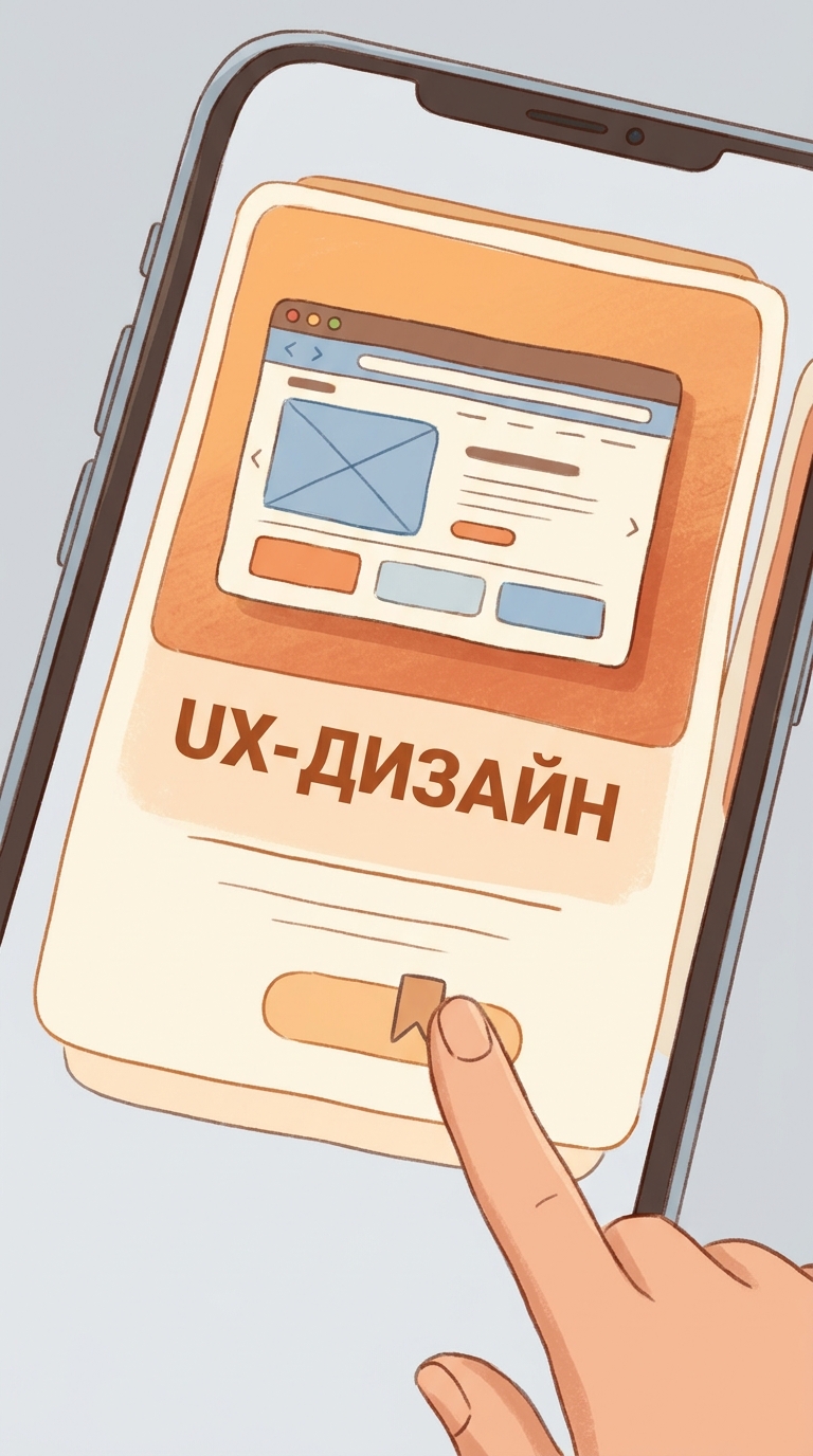 Палец указательной правой руки медленно касается кнопки-закладки в нижней части карточки. Закладк...