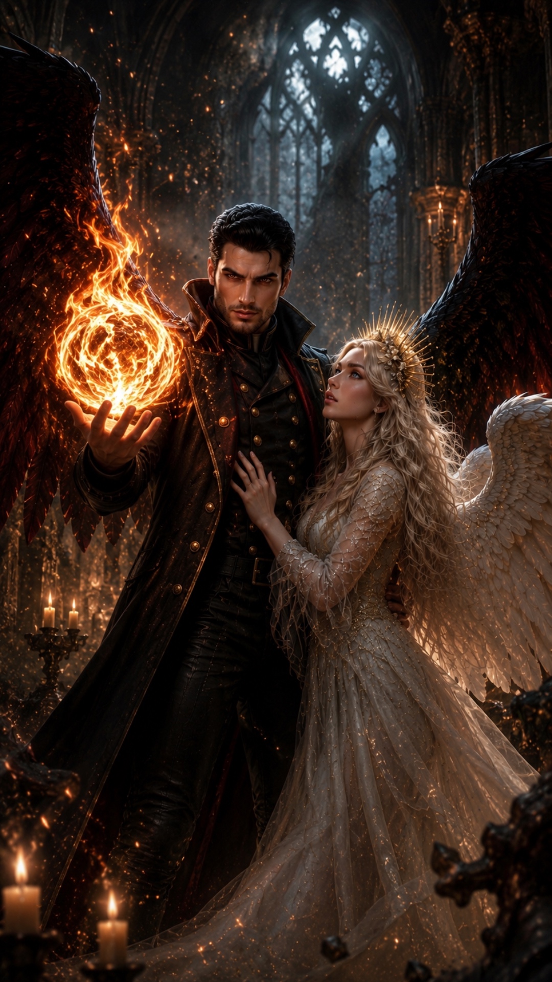 Use reference characters.

Lucifer slowly lifts his hand. A glowing fire sphere appears and grows...
