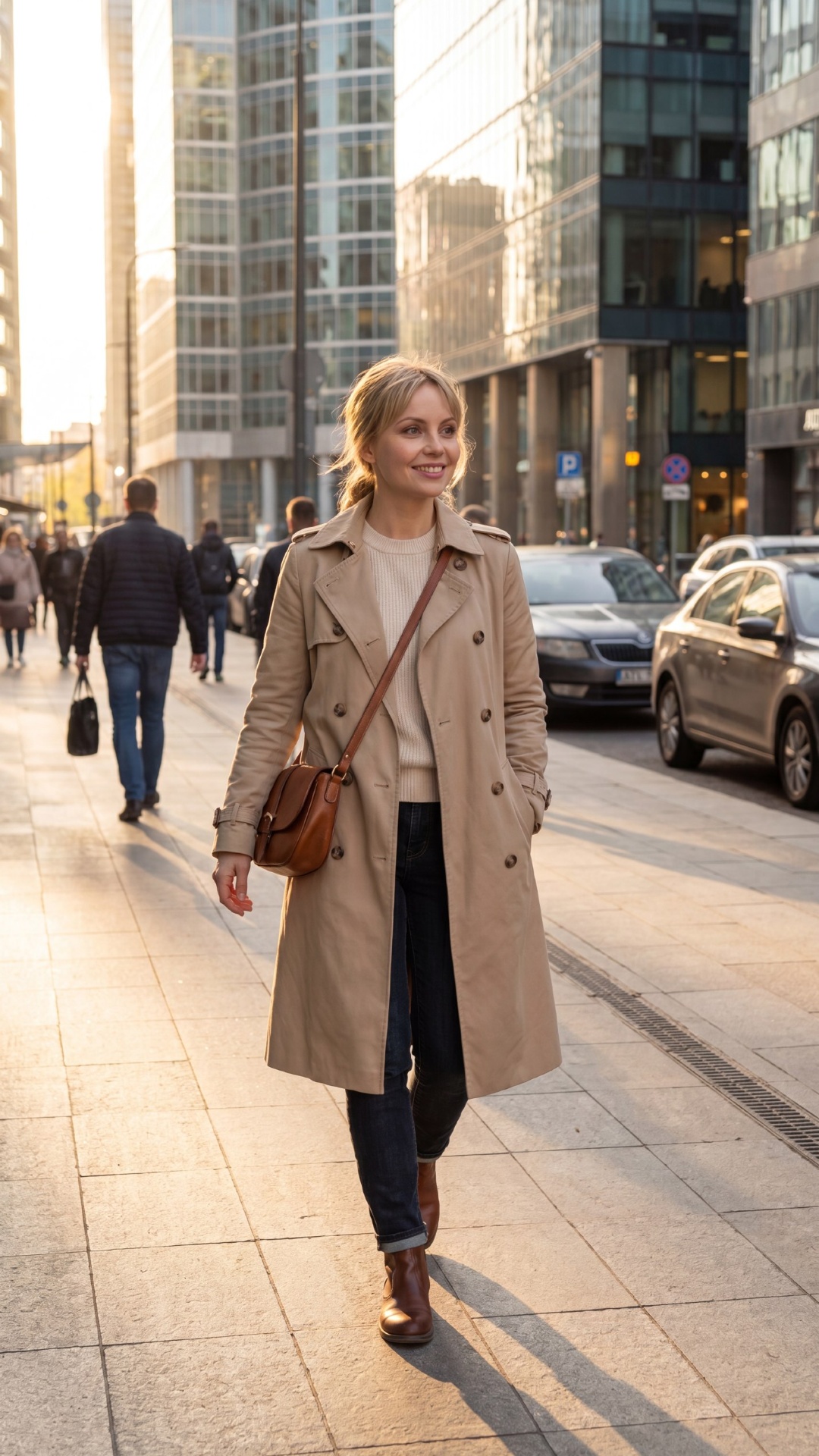 Walking slowly forward, natural hair movement in the wind, realistic motion.