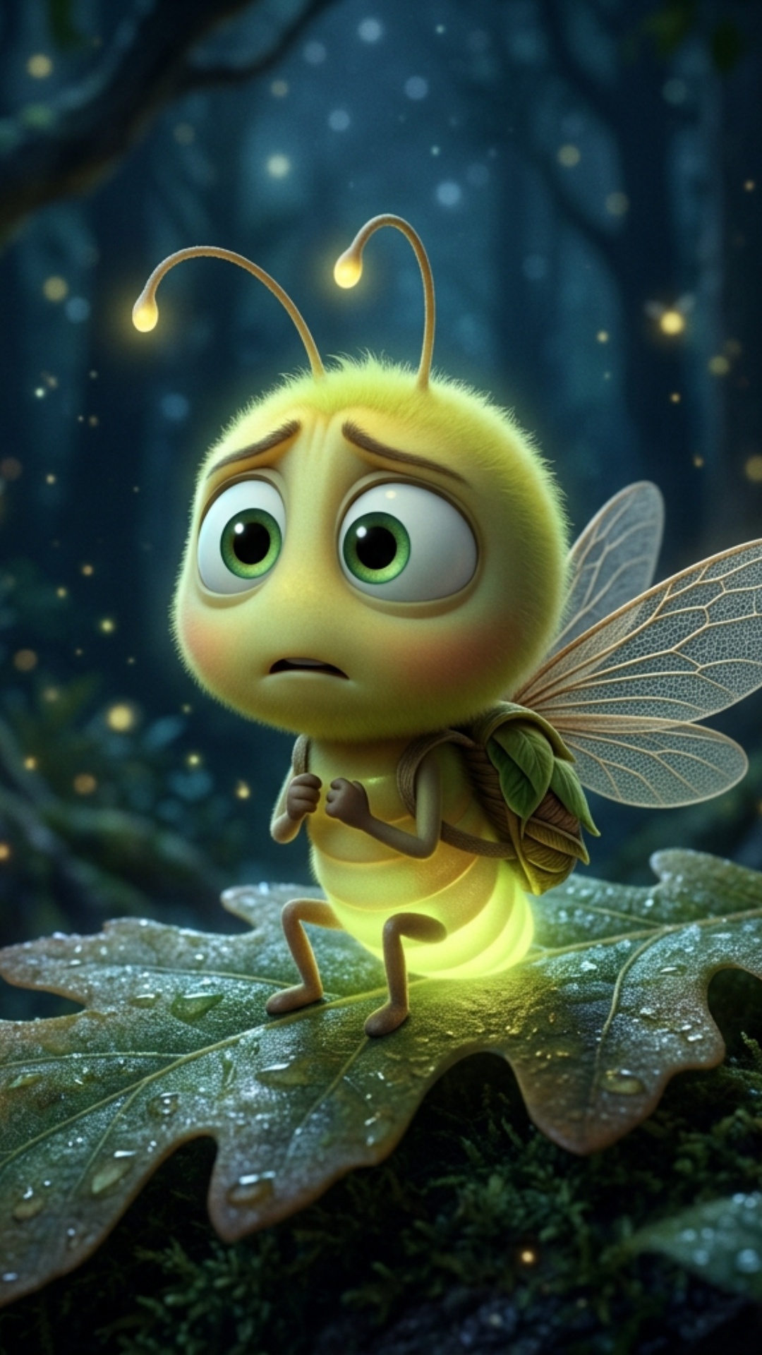 Strong rule: style --- 3D Pixar ---. Маленький, очаровательный светлячок с большими выразительным...
