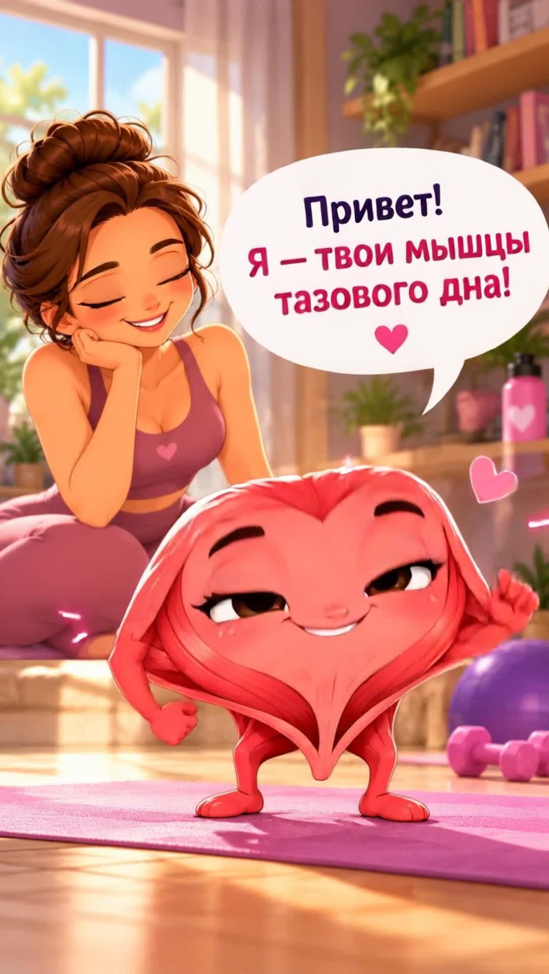 Оживи исходное изображение, полностью сохрани внешность девушки и дизайн розового персонажа, их л...