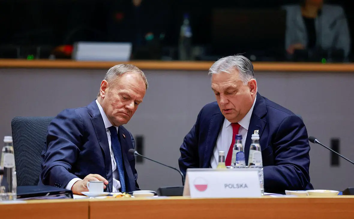 Дональд Туск и Виктор Орбан (Stephanie Lecocq / Reuters)