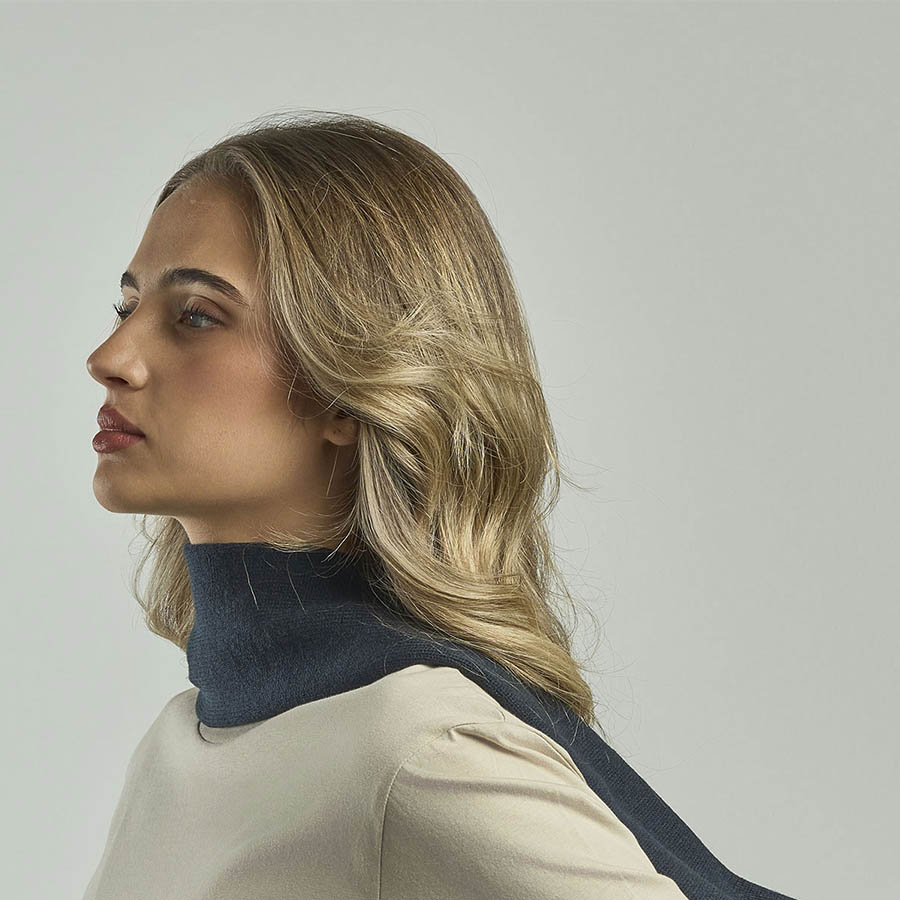 Шарф вязаный двойной "WIND SCARF-S", тёмно-синий,100% переработанный полиэстер
