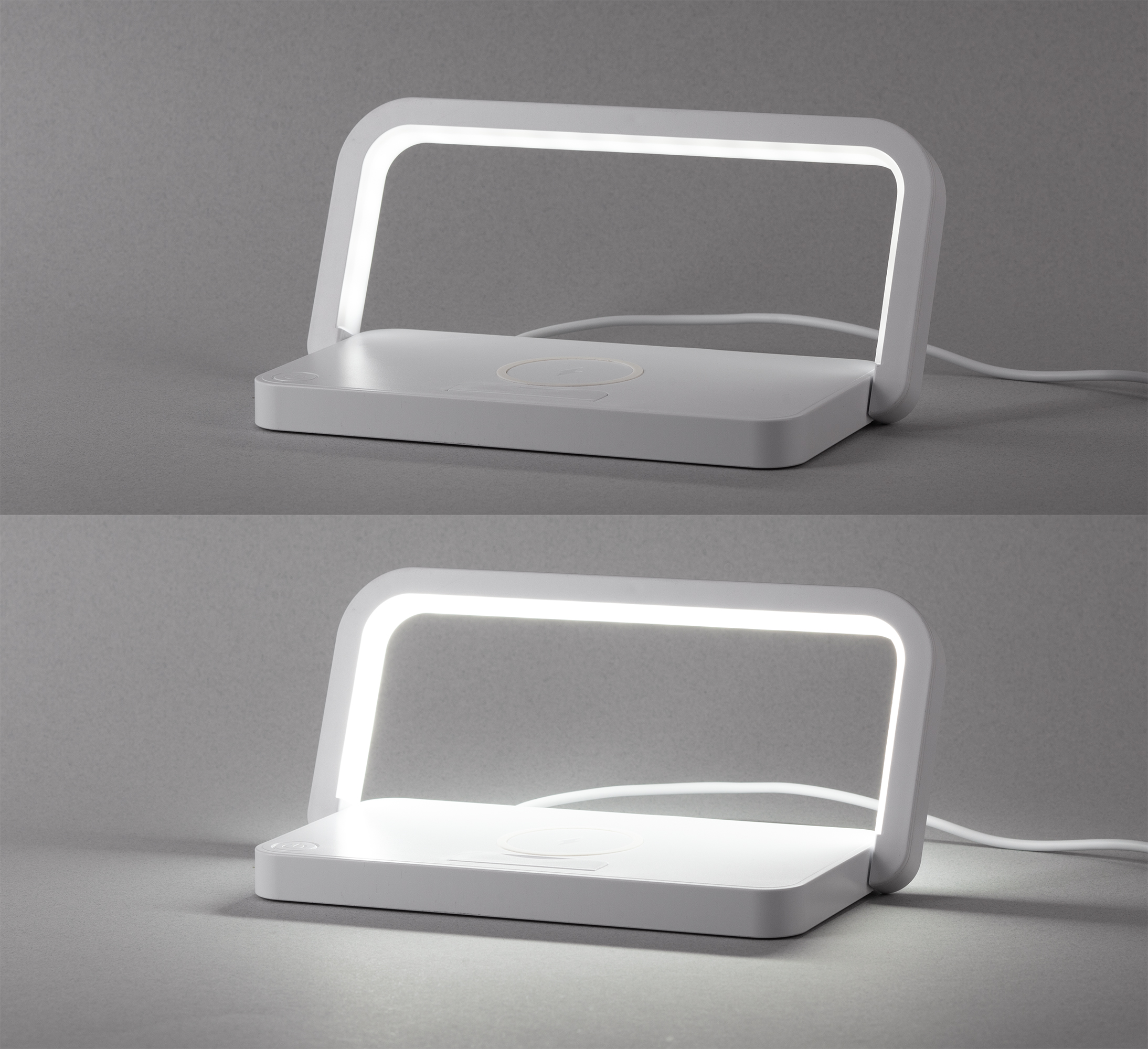 Лампа складная "Smart Light" с беспроводным (10W) зарядным устройством и подставкой для смартфона, цвет белый