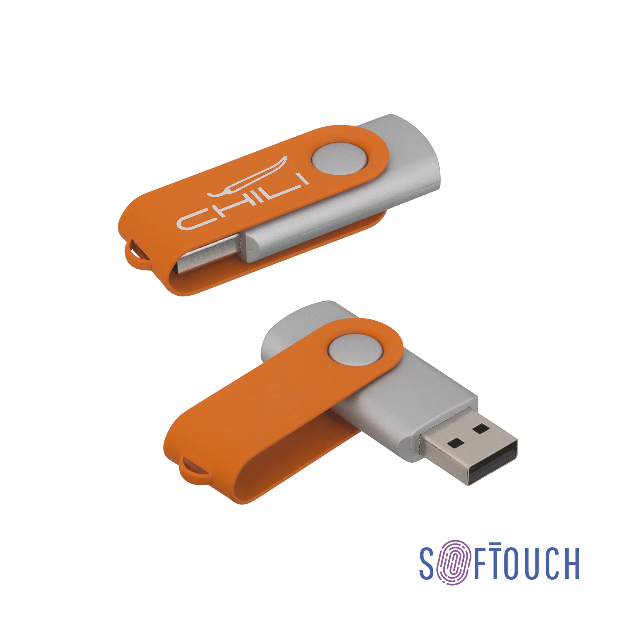Флеш-карта "Vostok", объем памяти 16GB, покрытие soft touch#, цвет оранжевый