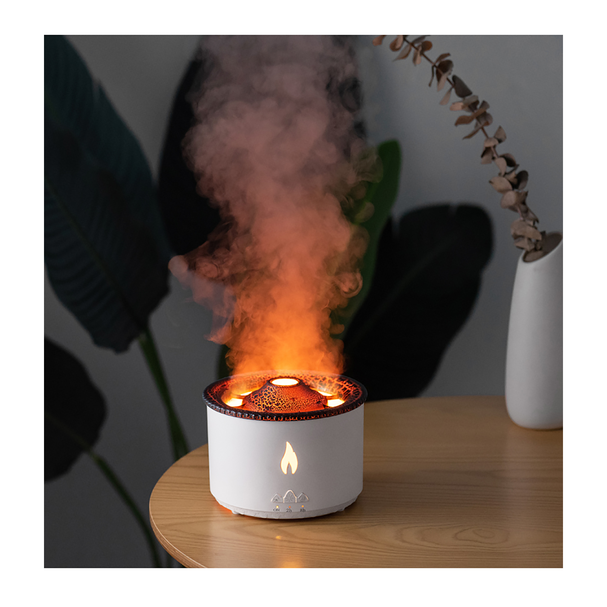 Увлажнитель воздуха "Smart Volcano"с пультом ДУ,  функцией ароматерапии и интерьерной подсветкой, цвет белый с черным
