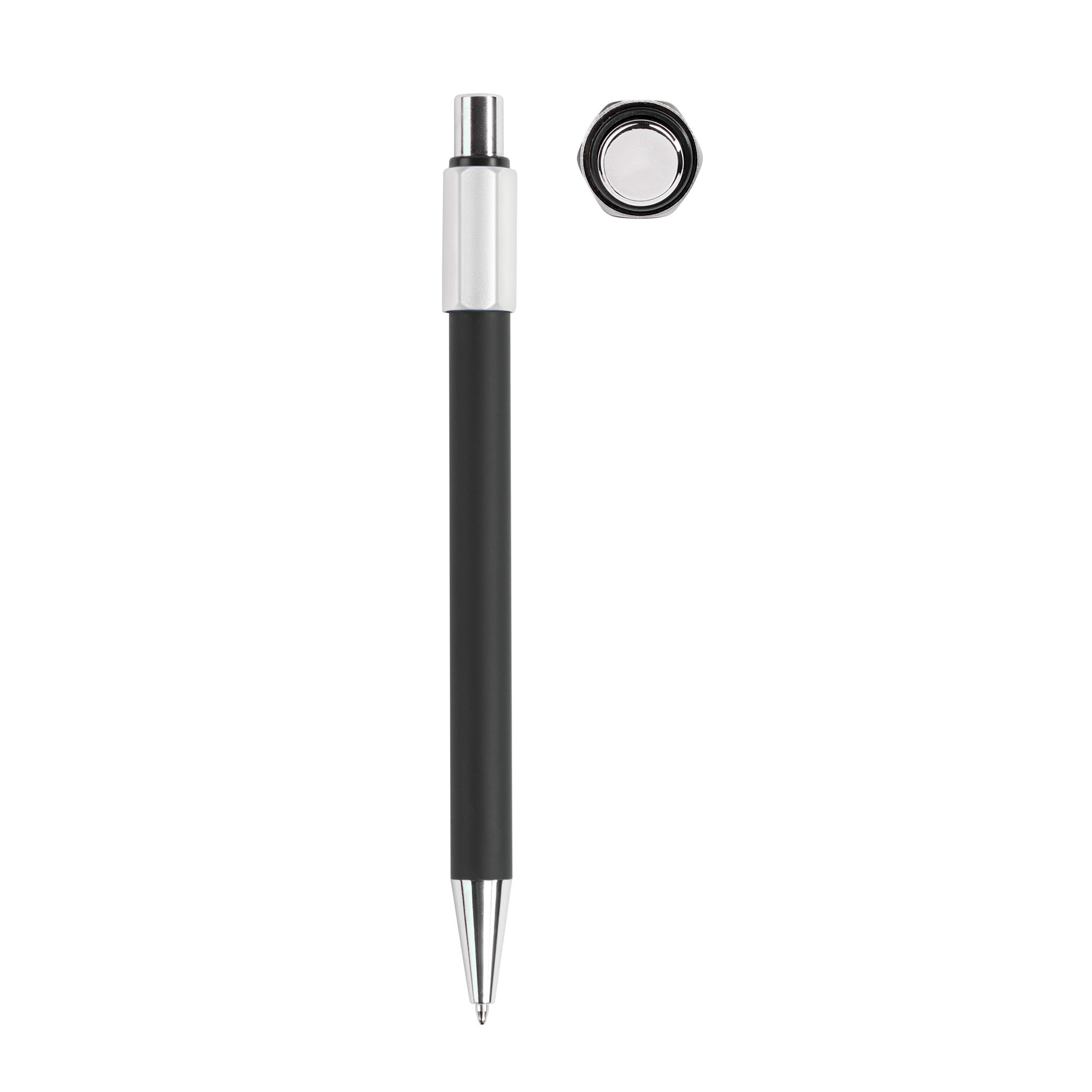 Ручка шариковая "Spin" с 6ти-гранным спиннером, покрытие soft touch, цвет черный