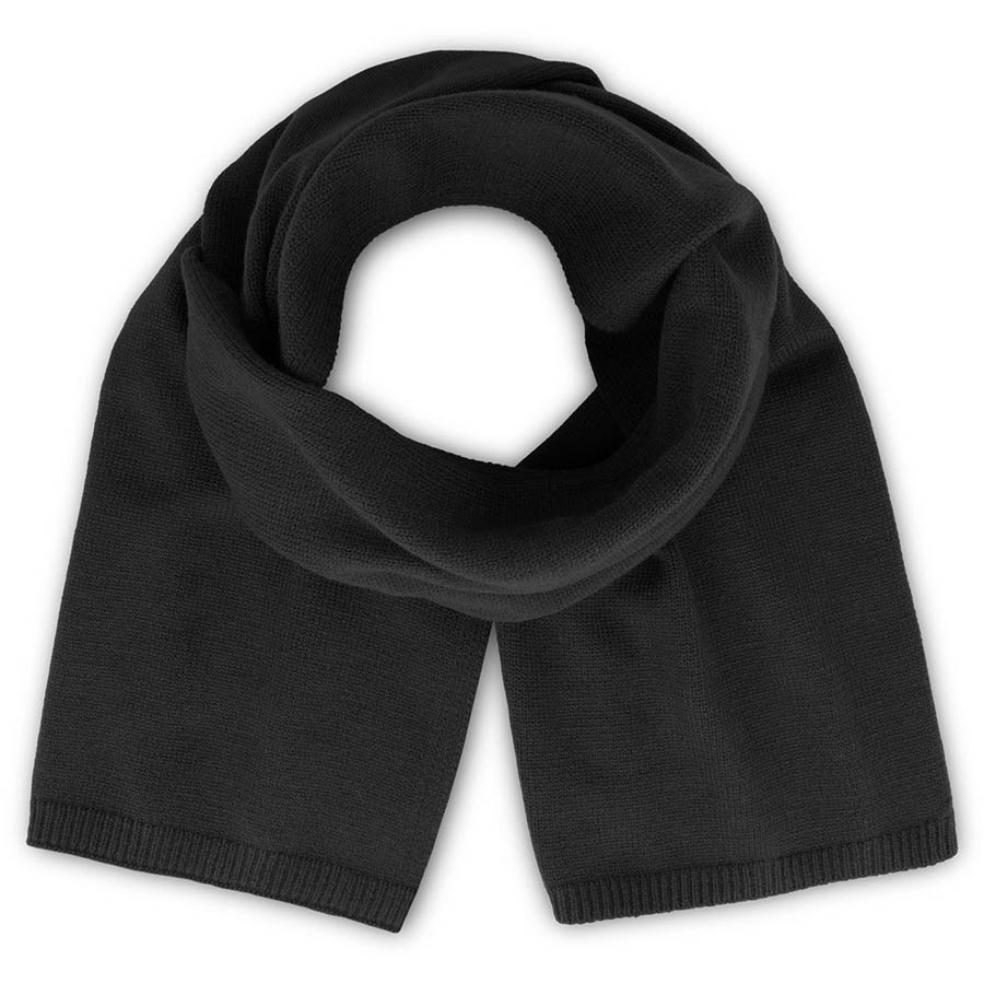 Шарф вязаный  двойной "WIND SCARF-S", черный,100% переработанный полиэстер