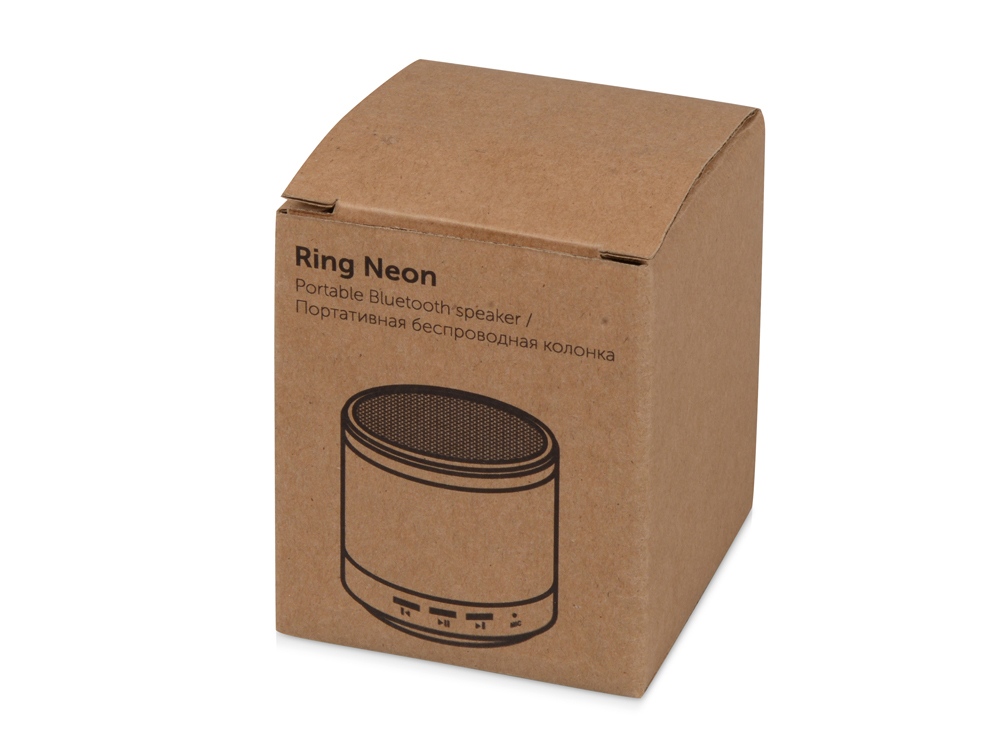 Портативная колонка Ring neon с белой подсветкой корпуса, серебристый, черный, серебристый