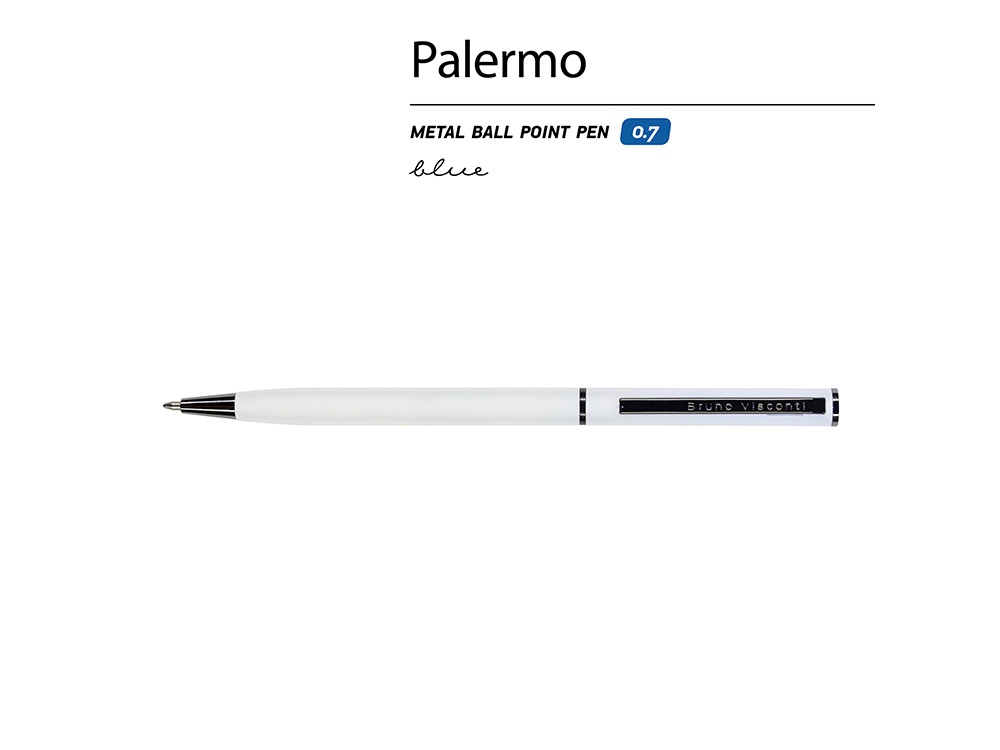 Ручка шариковая автоматическая BrunoVisconti® PALERMO цвет корпуса белый, soft-touch, 0.7 мм