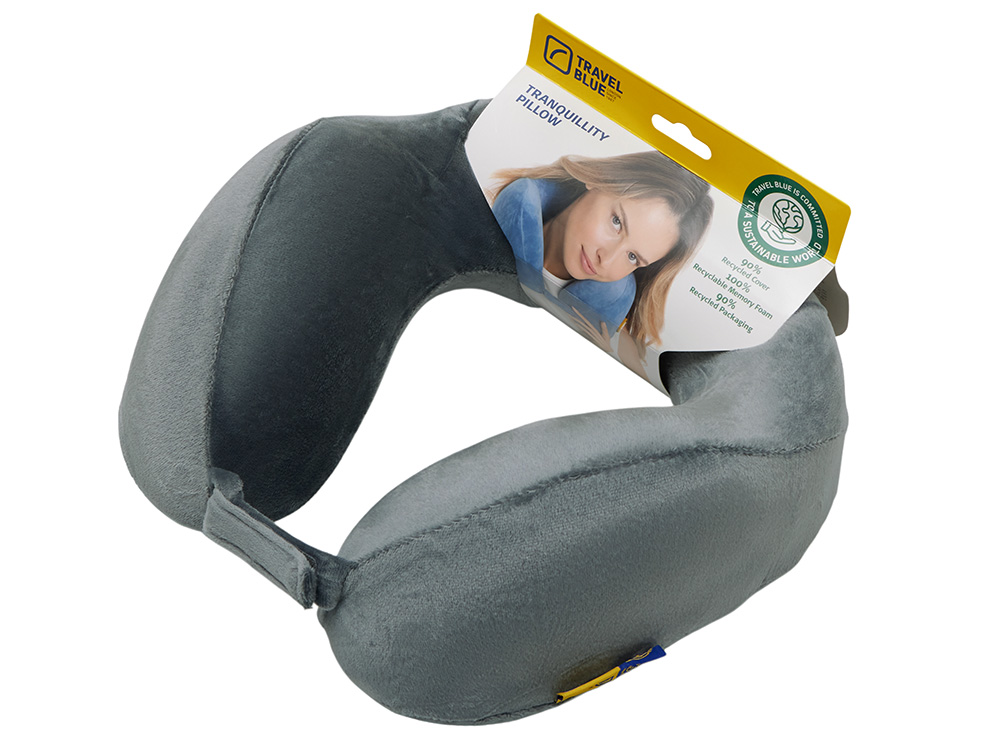 Подушка для путешествий с эффектом памяти Travel Blue Tranquility Pillow, увеличенная (212), цвет серый
