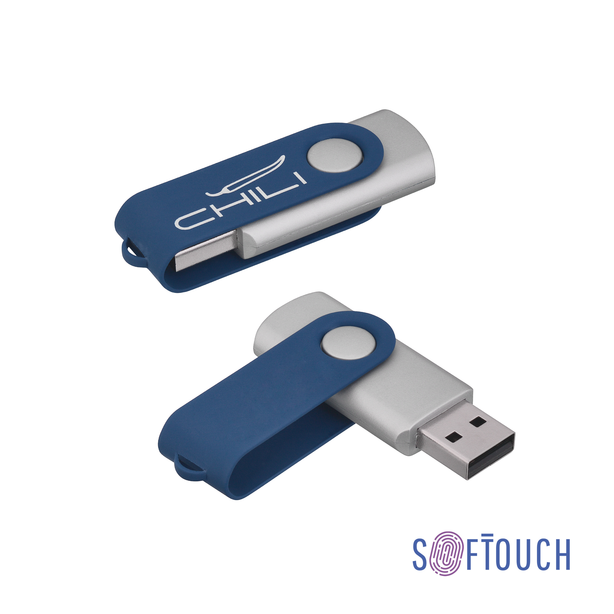Флеш-карта "Vostok", объем памяти 16GB, покрытие soft touch#, цвет темно-синий