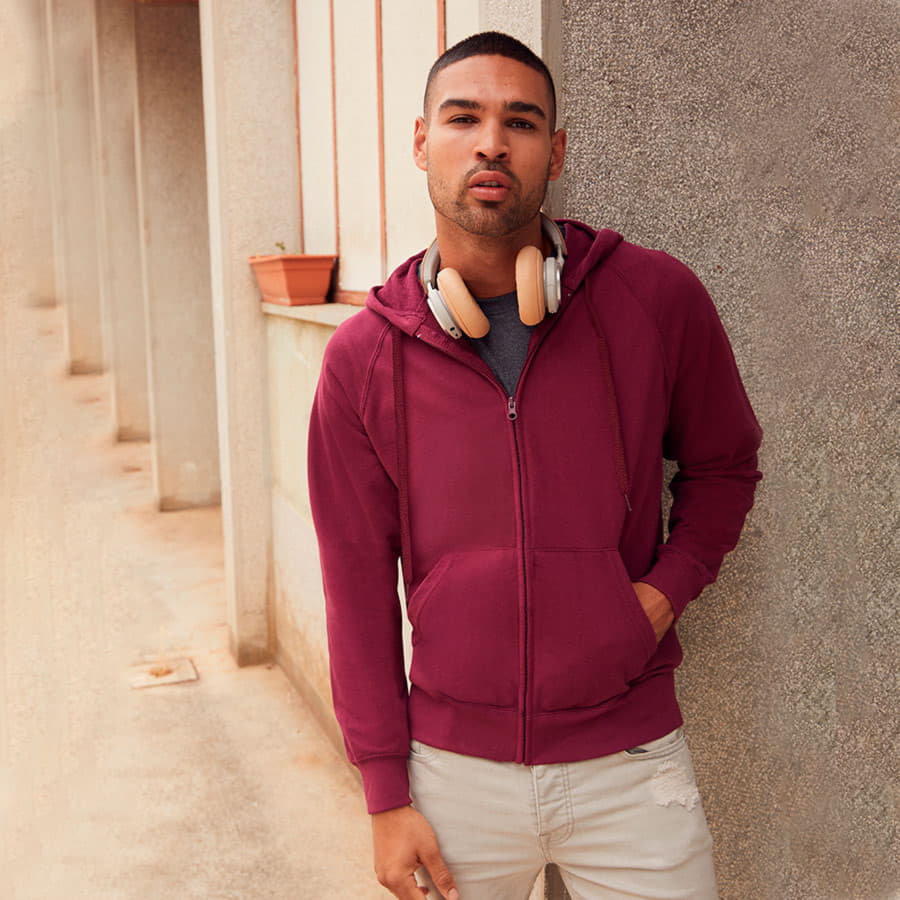 Толстовка без начеса "Lightweight Hooded Sweat", темно-синий, 80% х/б 20% полиэстер, 240 г/м2