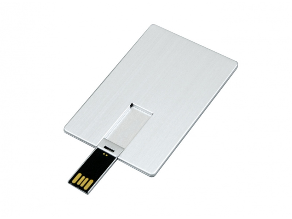 USB-флешка на 32 Гб в виде металлической карты, с раскладным чипом, серебро, серебристый