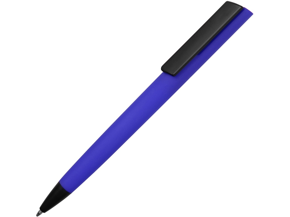 Ручка пластиковая soft-touch шариковая Taper, синий/черный, синий, черный