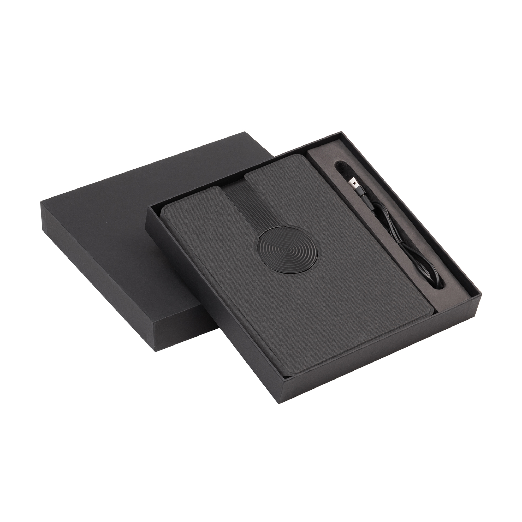 Папка А5 с беспроводным (10W) зарядным устройством 5000 mAh, с MagSafe и блокнотом, цвет черный