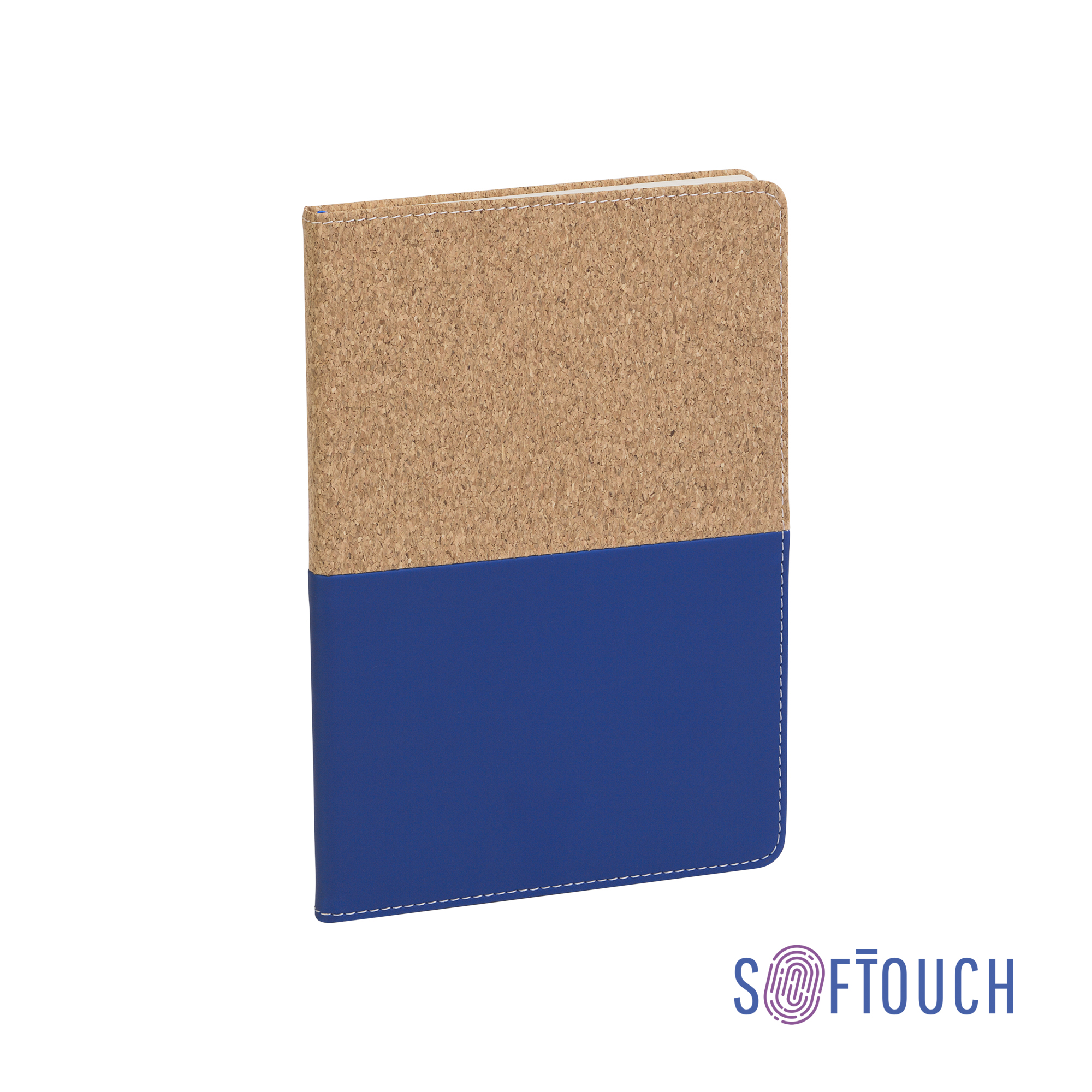 Блокнот "Фьюджи" уценка, формат А5, покрытие soft touch+пробка, цвет синий