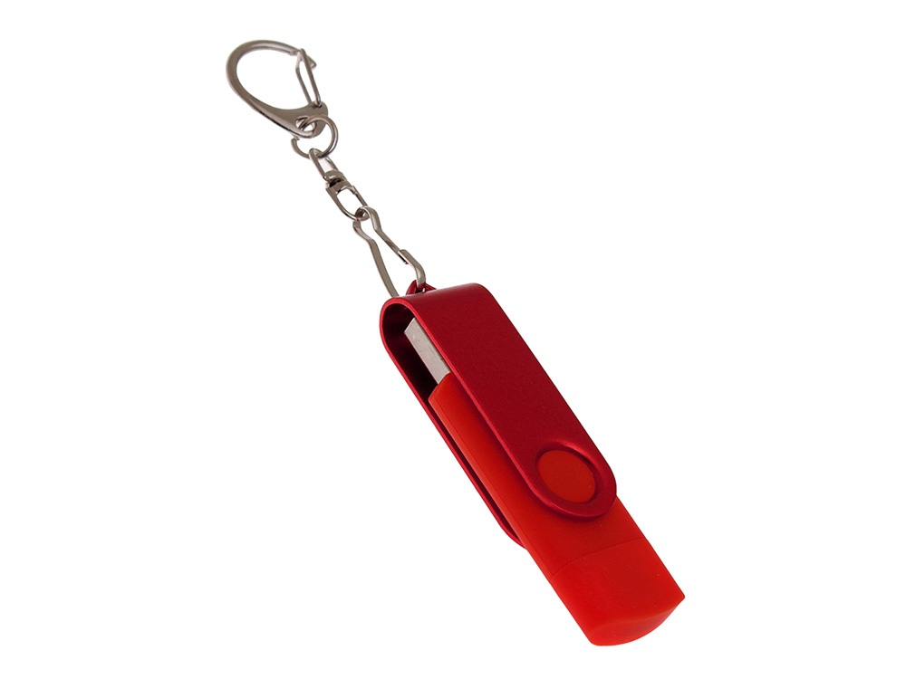 USB 2.0- флешка на 32 Гб с поворотным механизмом и дополнительным разъемом Type-C