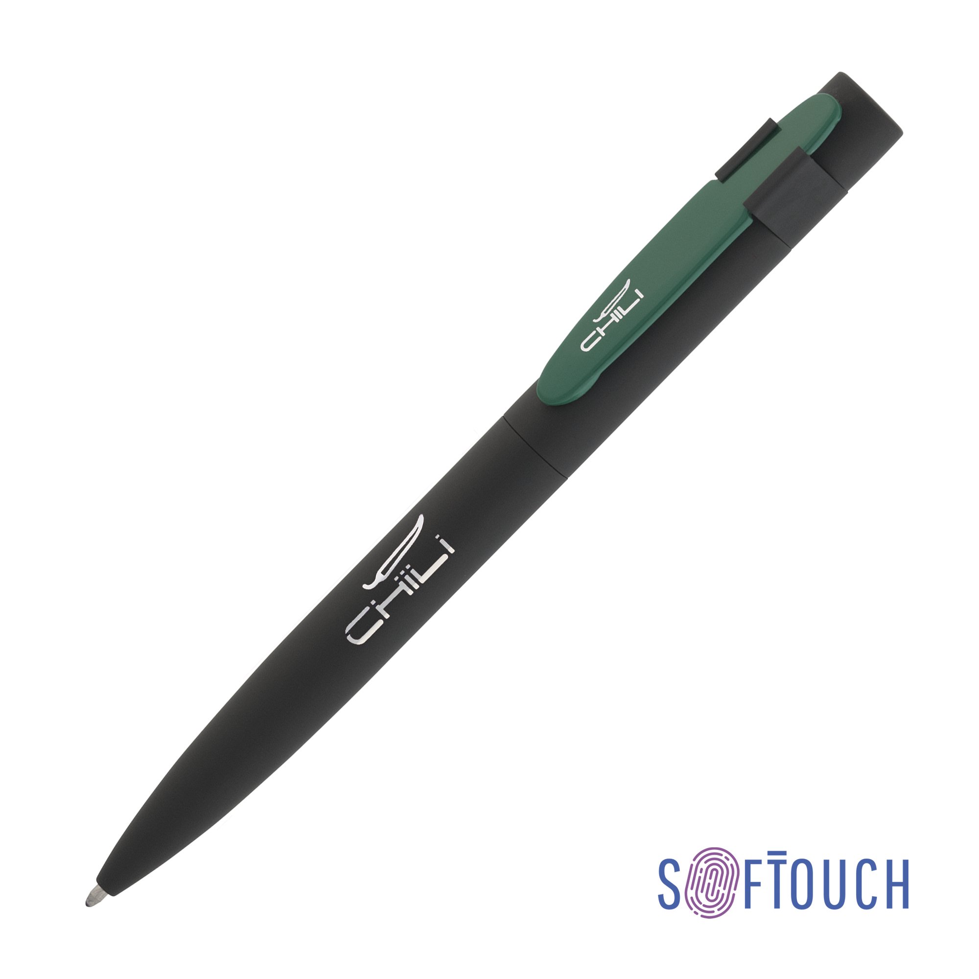 Ручка шариковая "Lip", покрытие soft touch, цвет черный с зеленым