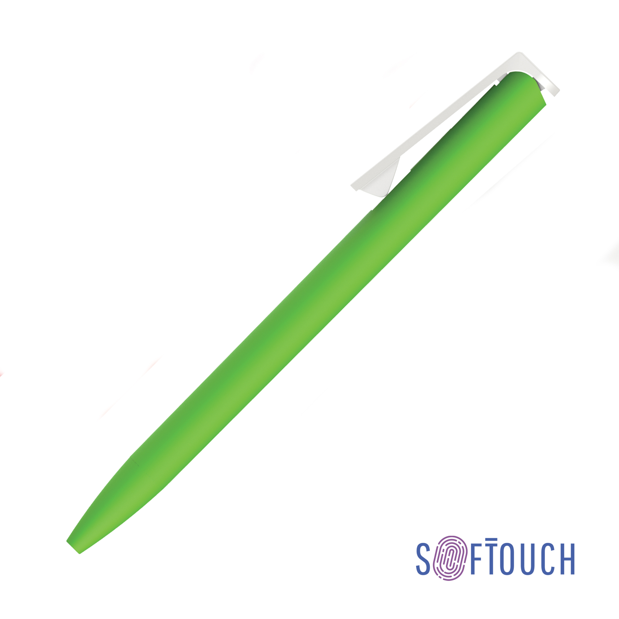 Ручка шариковая "Clive", покрытие soft touch, цвет зеленое яблоко с белым