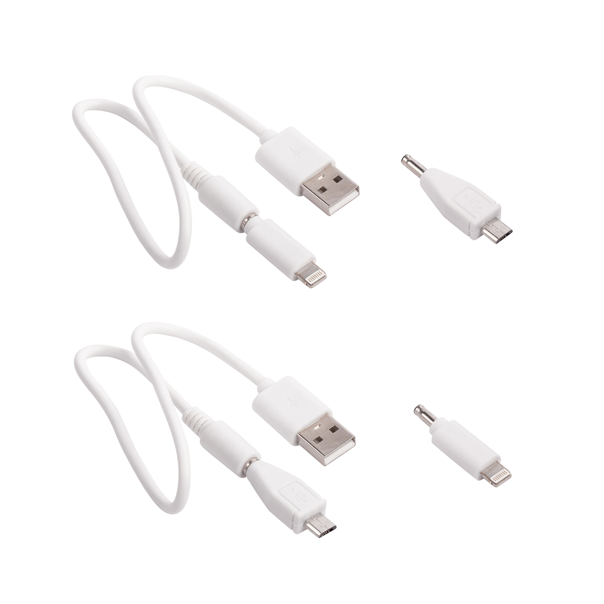 Кабель 2-в-1 (microUSB, Lightning), цвет белый