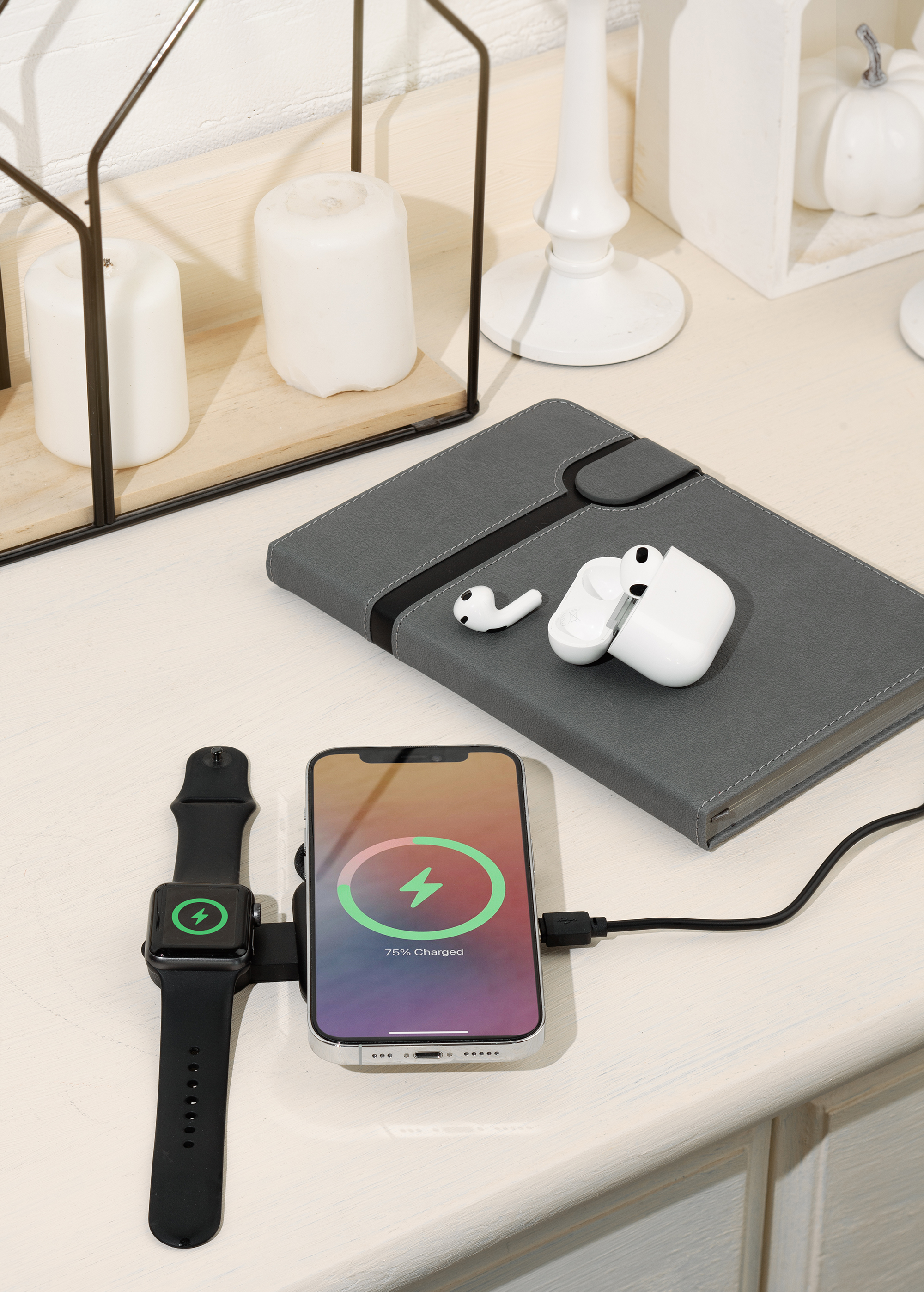 Складная беспроводная (15W) зарядная станция "I-Fold" для смартфона, часов/наушников, цвет черный