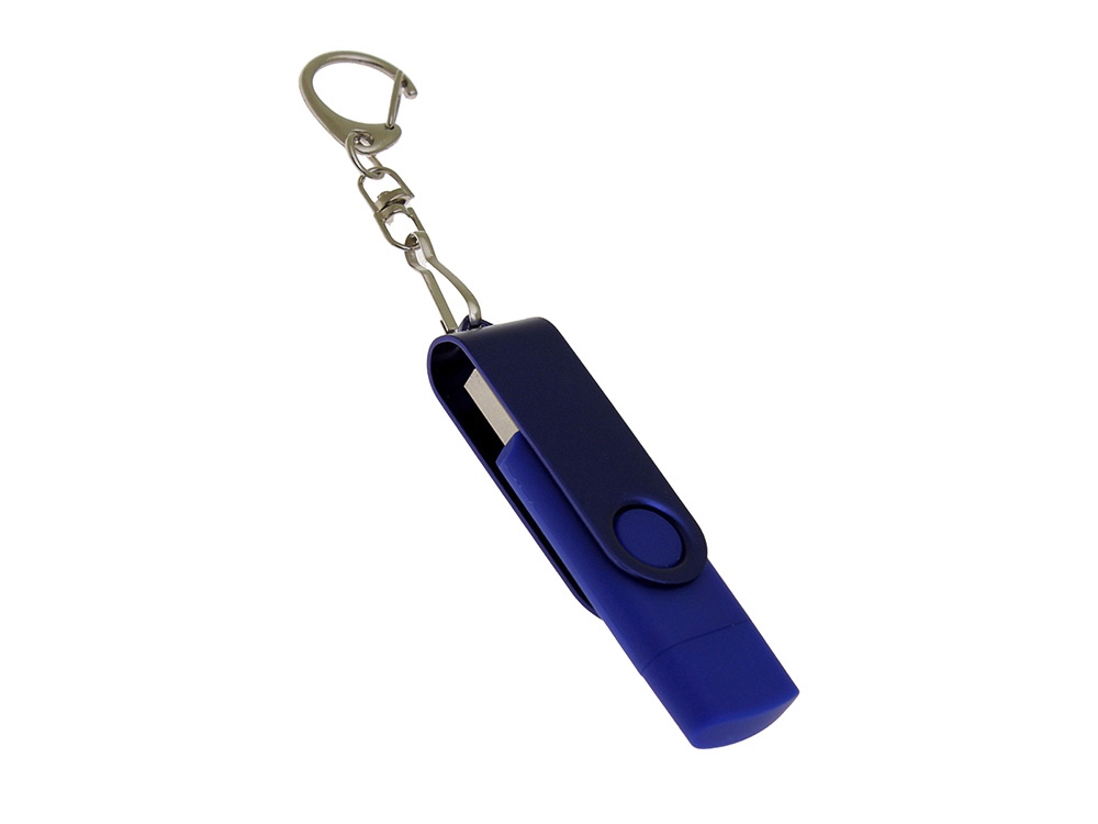 USB 2.0- флешка на 32 Гб с поворотным механизмом и дополнительным разъемом Type-C