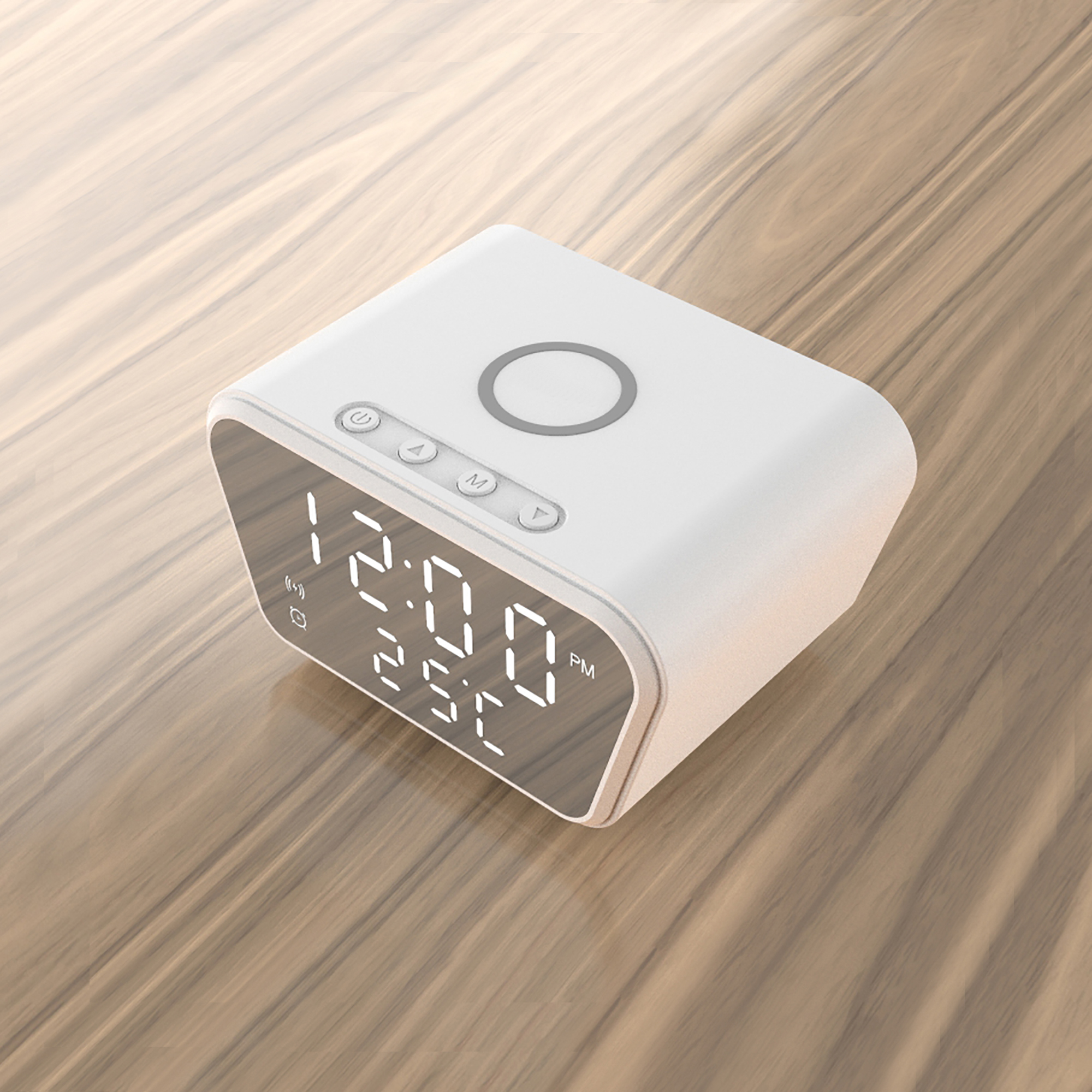 Настольные часы "Smart Clock" с беспроводным (15W) зарядным устройством, будильником и термометром, цвет белый