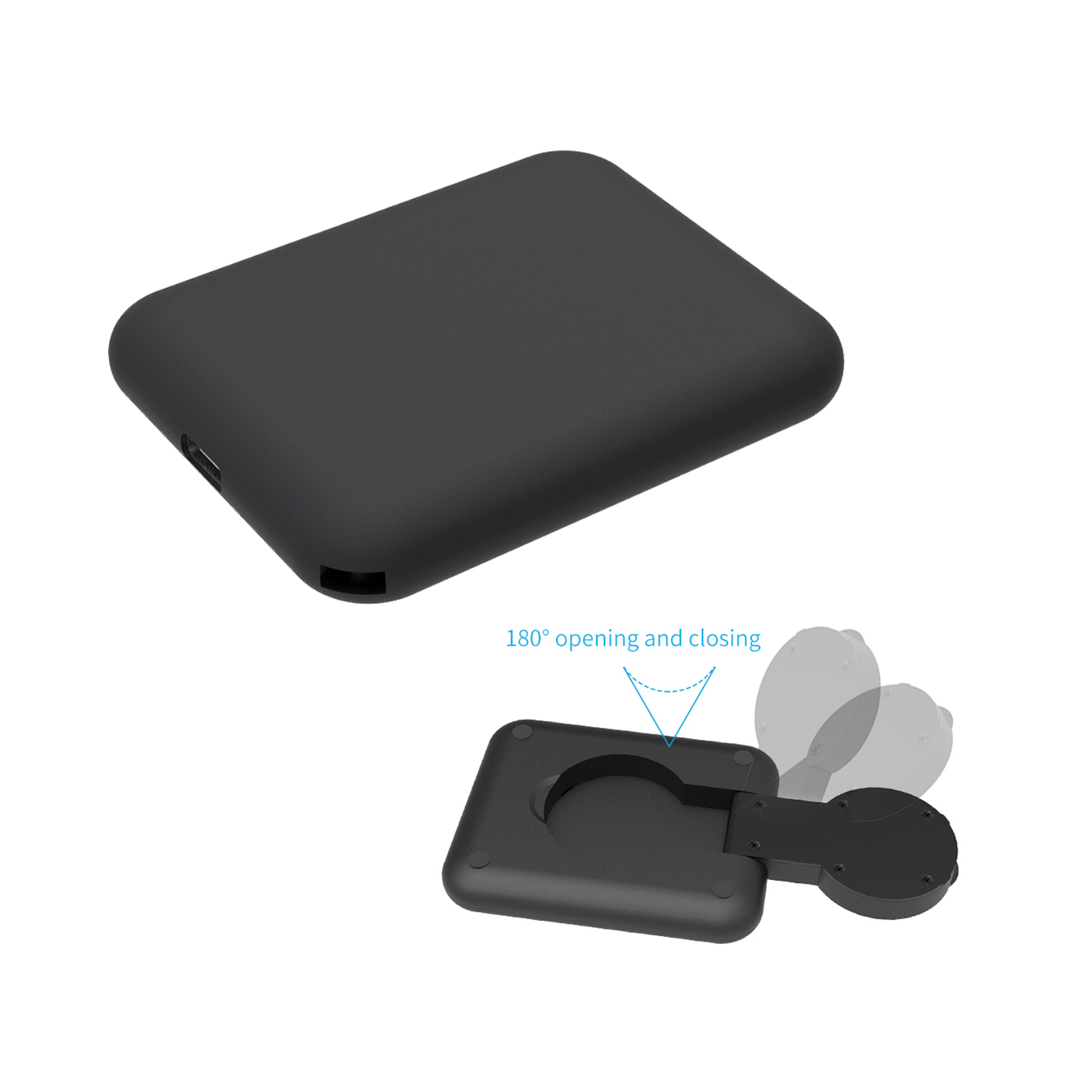 Складная беспроводная (15W) зарядная станция "I-Fold" для смартфона, часов/наушников, цвет черный