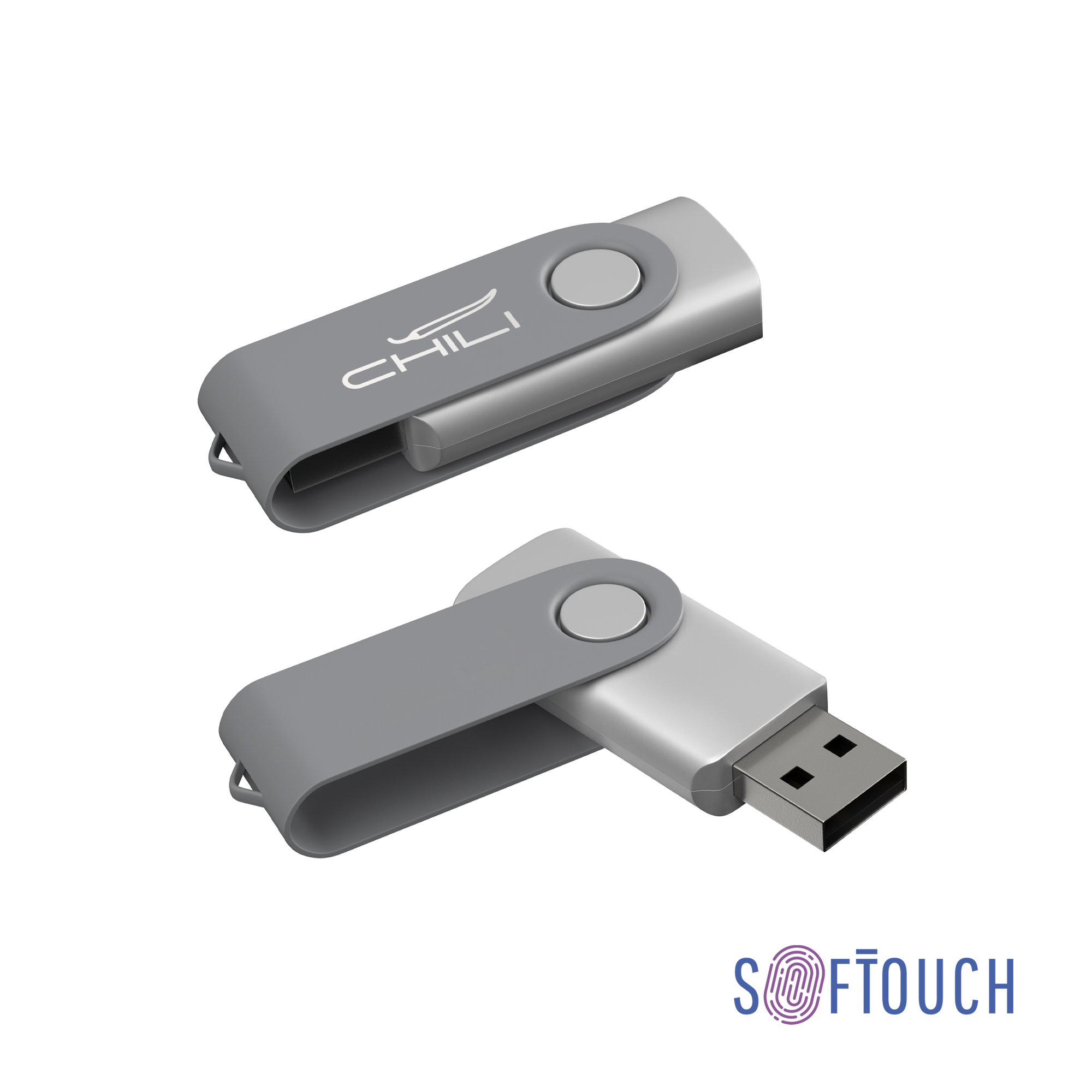 Флеш-карта "Vostok", объем памяти 16GB, покрытие soft touch#, цвет серый