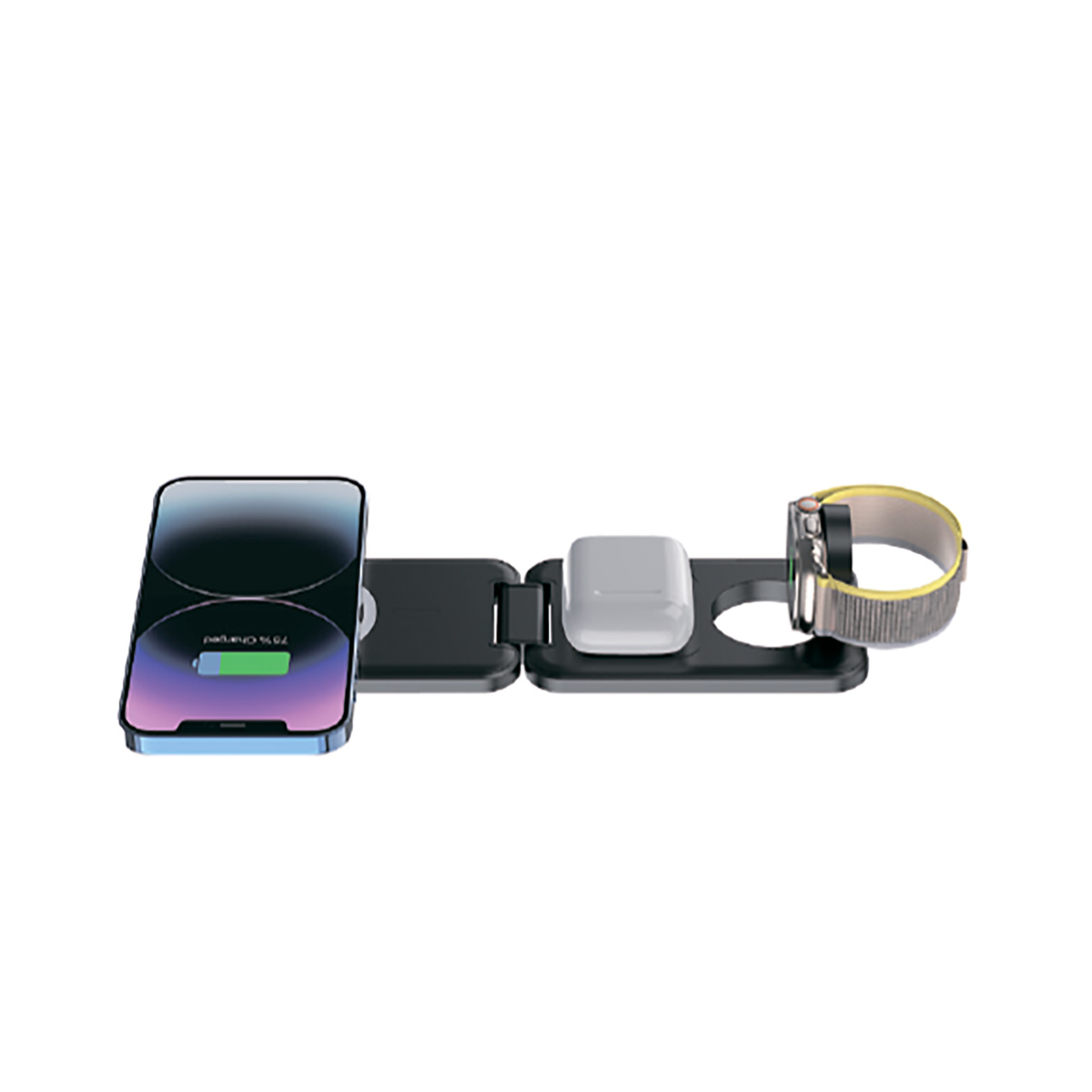 Складная беспроводная (15W) зарядная станция "Slap" с MagSafe, цвет черный