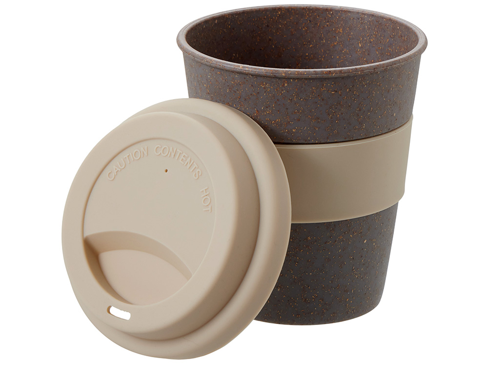 Стакан с силиконовой крышкой Cafe, beige