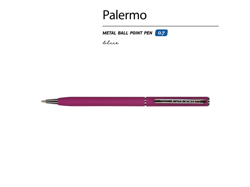 Ручка шариковая автоматическая BrunoVisconti® PALERMO цвет корпуса бордовый, soft-touch, 0.7 мм