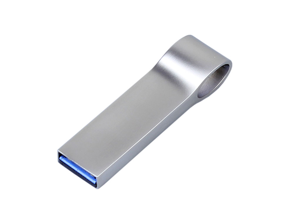 USB 2.0-флешка на 4 Гб с мини чипом, компактный дизайн, боковое отверстие для цепочки, серебристый