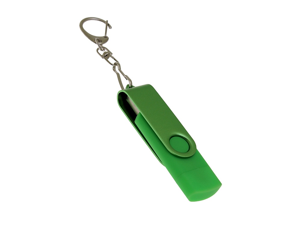 USB 2.0- флешка на 128 Гб с поворотным механизмом и дополнительным разъемом Type-C