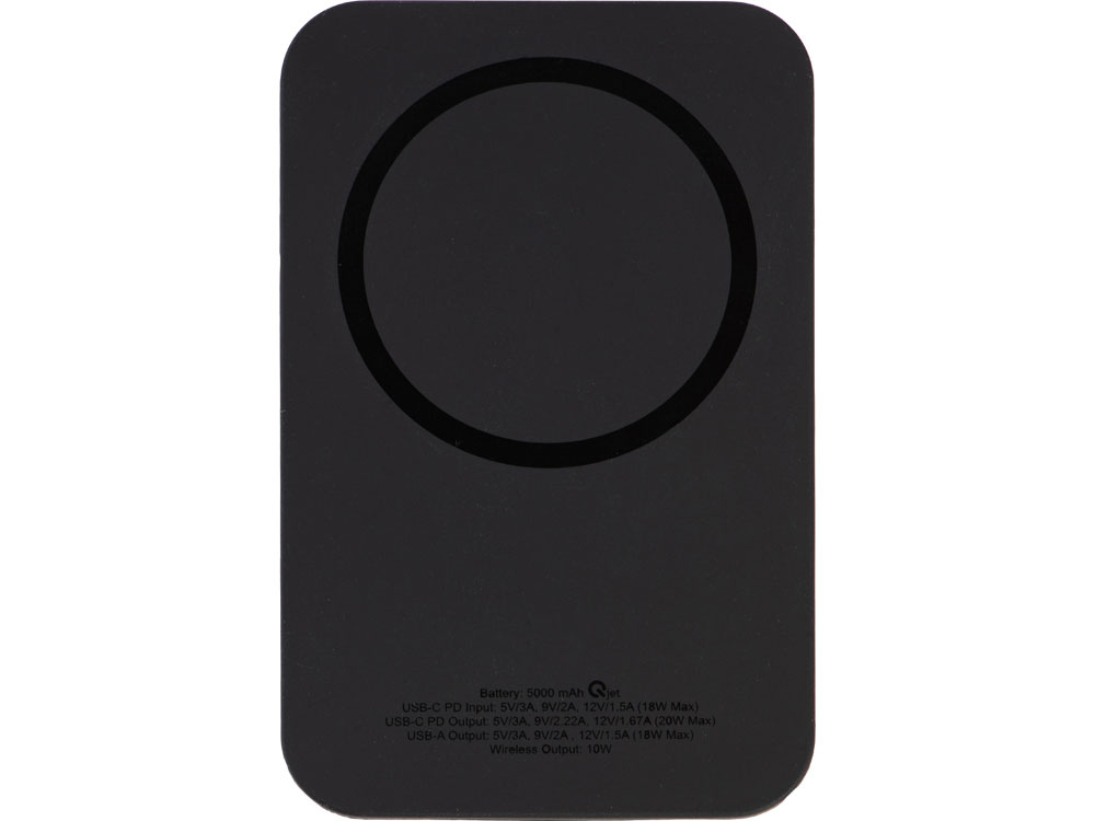 Магнитный беспроводной внешний аккумулятор MagnetIQ, 5000 mah, 10 W, черный