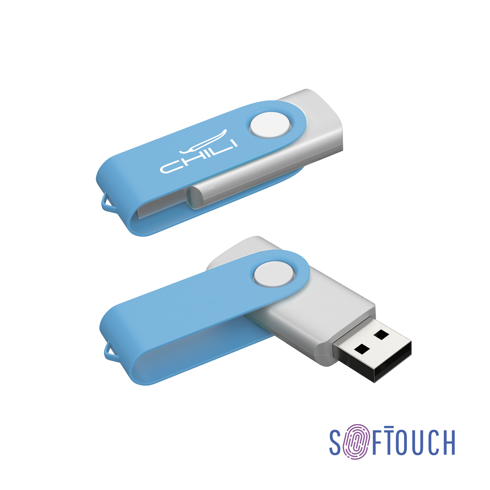 Флеш-карта "Vostok", объем памяти 16GB, покрытие soft touch#, цвет голубой