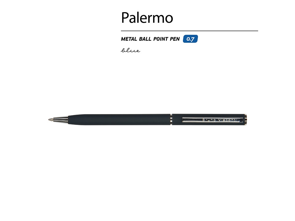 Ручка шариковая автоматическая BrunoVisconti® PALERMO цвет корпуса сине-черный, soft-touch, 0.7 мм