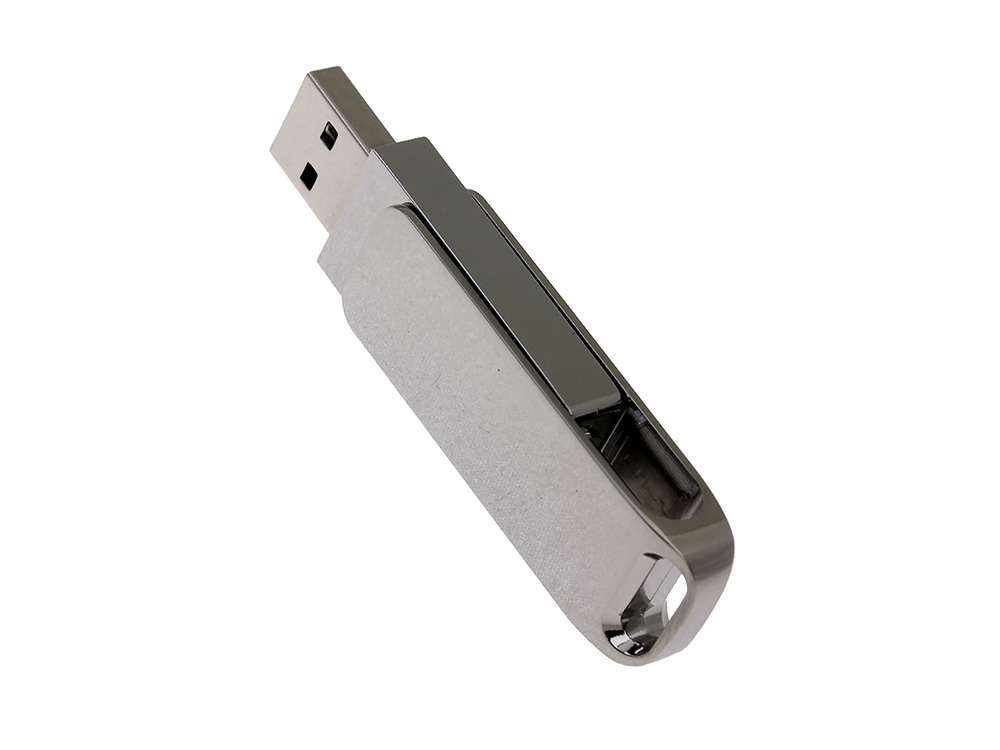 USB 3.0- флешка на 128 Гб поворотный механизм 2 в 1, c дополнительным разъемом Type-C с одноцветным металлическим клипом, серебристый