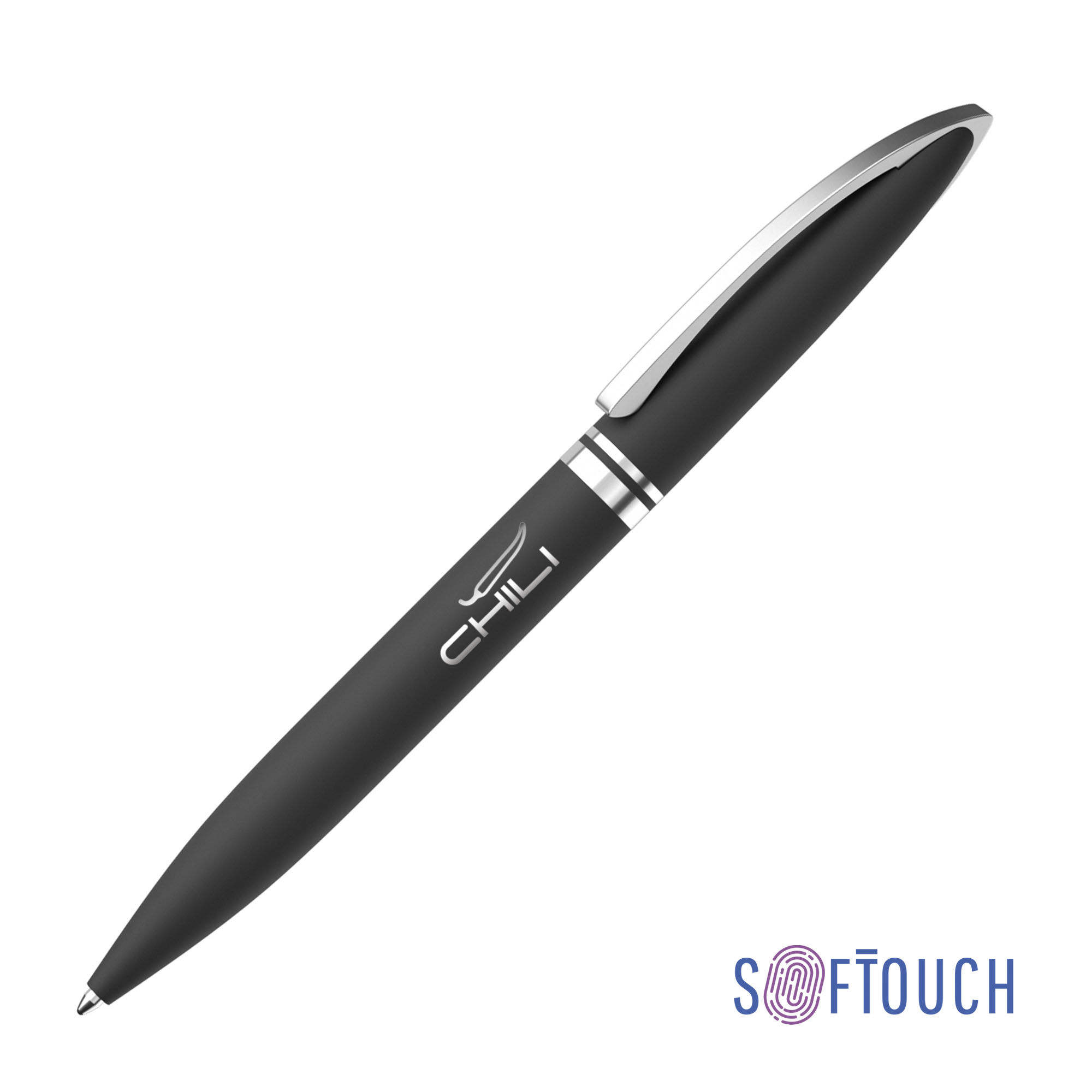 Ручка шариковая "Rocket", покрытие soft touch, цвет черный