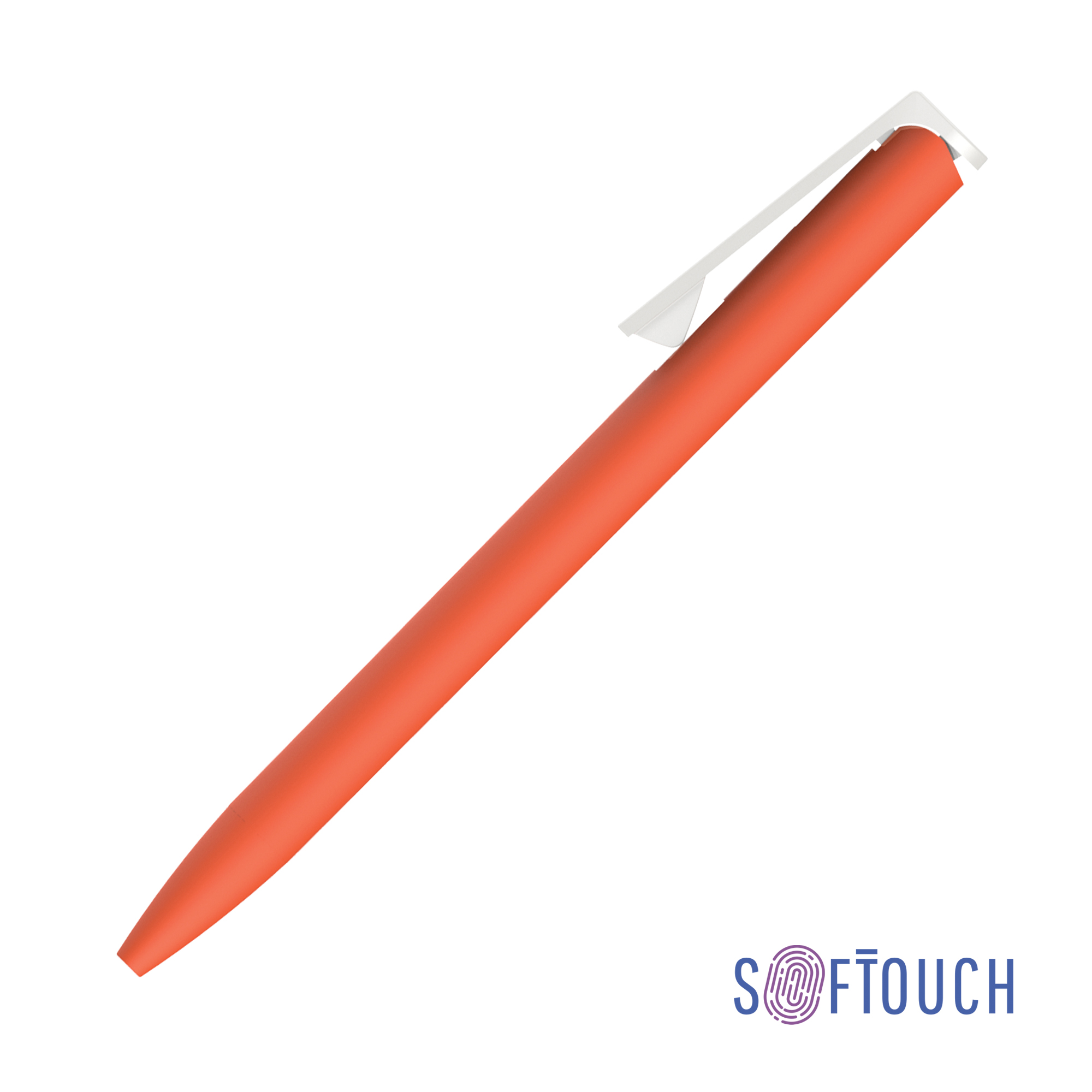 Ручка шариковая "Clive", покрытие soft touch, цвет оранжевый с белым