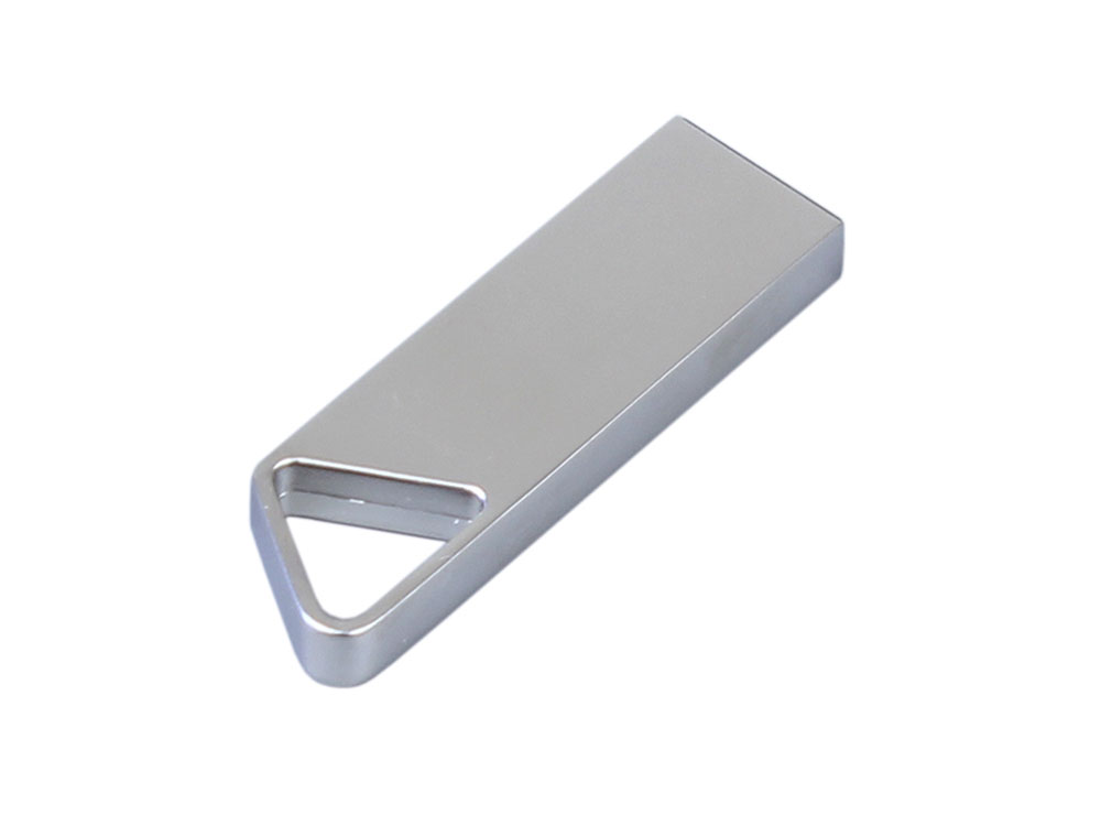 USB 3.0-флешка на 32 Гб с мини чипом, компактный дизайн, отверстие треугольной формы для цепочки, серебристый